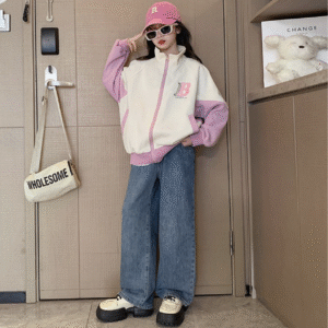 Korean style embroidered B letter jacket