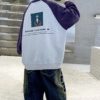 Men's suit crew neck sweatshirt (full size plus) purple dark gray