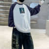 Men's suit crew neck sweatshirt (full size plus) purple dark gray