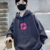 Circle Print Hoodie (Full Size Plus) Gray/Off-White