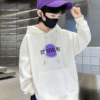 Circle Print Hoodie (Full Size Plus) Gray/Off-White