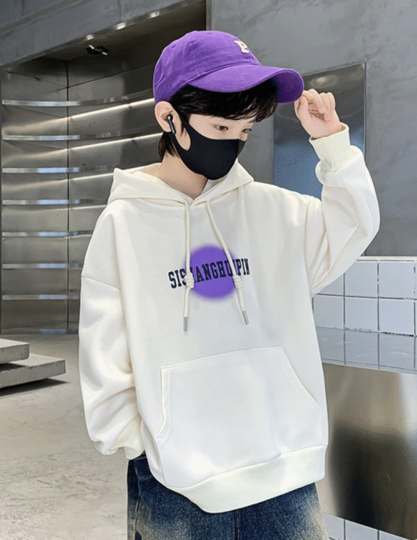 Circle Print Hoodie (Full Size Plus) Gray/Off-White