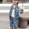 Bunny denim baseball jacket two-piece suit