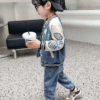 Bunny denim baseball jacket two-piece suit