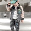 Bunny denim baseball jacket two-piece suit