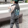Bunny denim baseball jacket two-piece suit