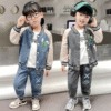 Bunny denim baseball jacket two-piece suit