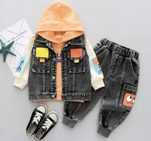 three-piece denim suit