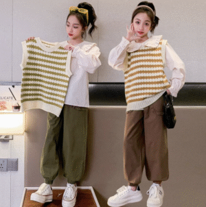 Screenshot 2025-10-26 at 11.15.56 Contrast color wavy pattern vest three-piece set
