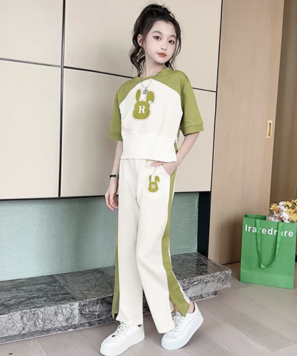 Cartoon contrast color stitching two-piece suit