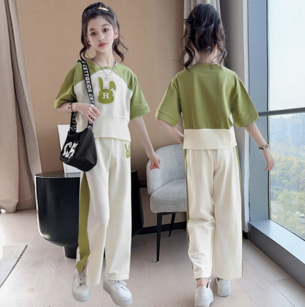 Cartoon contrast color stitching two-piece suit