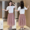 White knitted top + sequin skirt