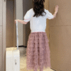 White knitted top + sequin skirt