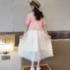 Striped knitted short-sleeved skirt suit