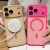 H04e352988db14174bbea1956122dd653N TPU PC Translucent Phone Case with Camera Protect Frosted Magnetic Mobile Phones Cover for IPhones