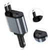 Fast Charger Car Phone Station Recharger 4 in 1 LED Digital Display Retractable 2 Cables Type C