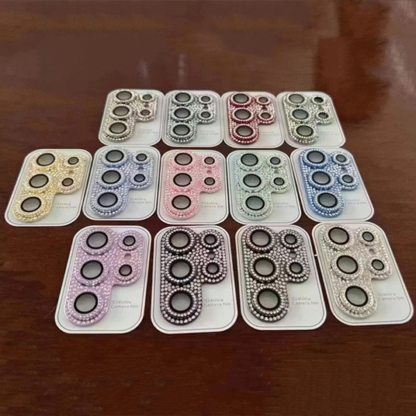 Anti Scratch 9H Glitter Bling Crystal Diamonds Camera Lens Protect for Samsung Galaxy S24 Plus S23 ultra Metal Lens Protect