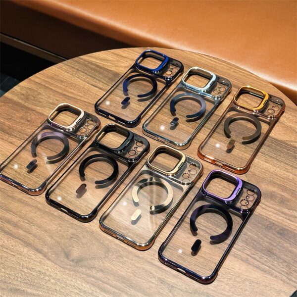 H10d6f59cc9834182867862b1c019878cB Fashion Electroplate Frameless Ultrathin Hard PC Magnetic Phone case for iPhone 17 Promax 16 15 14pro 13 clear Holder Back Cover