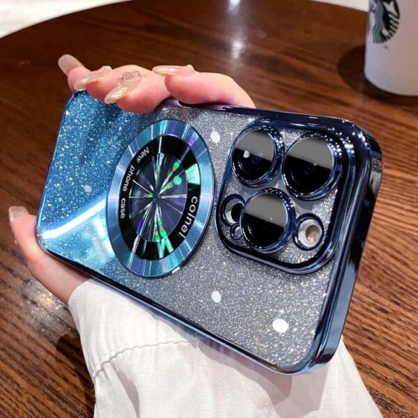 CD Electroplate Magnetic Gradual Glitter Mobile Phone Case for iphone 16E 15 14 13 12 11 Pro Max Charging TPU Protect Back Cover