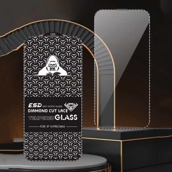 Black King Kong Diamond Cut Lace Glass Screen Protect for iPhone 16 Pro Max 15 14 13 12 11 Anti Static Glass Protect