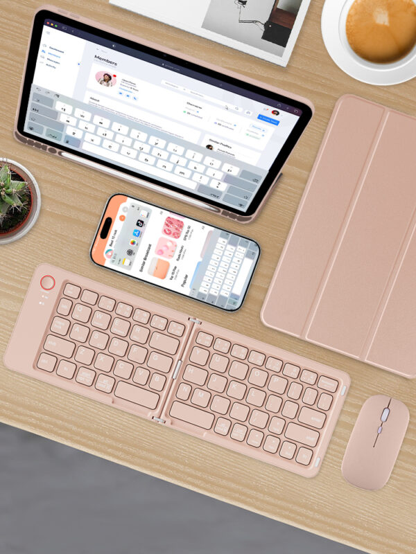 H1cca15ef5a7a4265b134109475cab647g Portable Rechargeable Slim Mini Folding Wireless for Keyboard Convenient Foldable Design for Laptop Tablet Phone