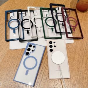 H1dbad88fe1e546159474e137581f6016U Simple TPU PC Magnetic Transparent Clear Mobile Phone Case for Samsung Galaxy S24 ultra S23 S22 Plus