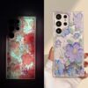 Fashion Luminous Quick Sand Oil Painting Flower Mobile Phone Case Cover for Samsung S24 S23 ultra S22 S21 Note20 A13 A32 A50 A51