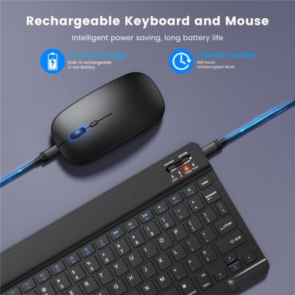 H25e2d394e33c4923ba2bb378090ac56cH 10 Inch Portable Universal BT Wireless Keyboard and Mouse for ipad , Tablet and Laptop