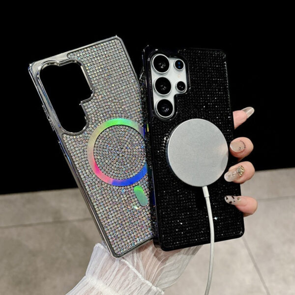 Luxury Electroplate Rhinestone Diamond Magnetic Phone case for Samsung S25 ultra S24 Plus S23 Cover