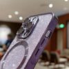 Electroplate Magnetic Phone Case Glitter Shockproof Back Cover With Lens Film Protect