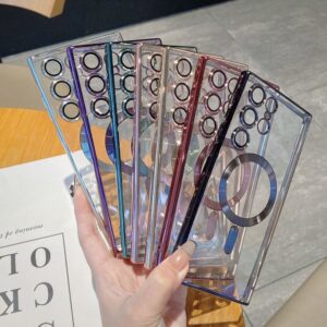 Electroplate CD Magnetic Transparent Phone Case for Samsung S24 ultra S22 Plus S21FE Note20