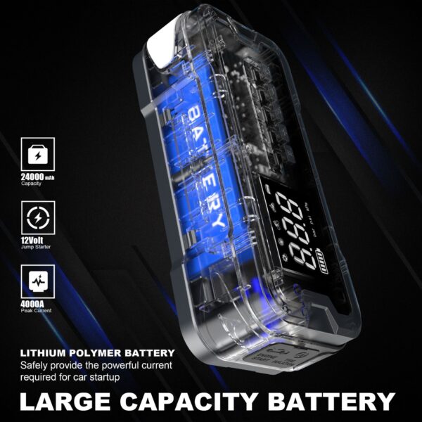 24000mAH 4000A High Power Car Jump Starter Power Bank Battery Booster With Jump Starter with Air Compressor and Power Bank