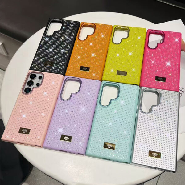Luxury 2 in 1 Diamond Phone case for iPhone 16 Pro Max 15 14 13 12 11 Back Cover for Samsung S25 ultra Z Flip 6 S24 S23
