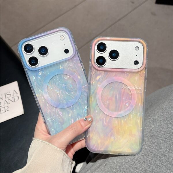 H4b308f7d713942b2bc4a25469c81cca88 Luxury Glitter Shell Magnetic Mobile Phone Cases for iPhone 17air 16 15 14 Pro Max Shockproof Cover Sparkle Protective Back