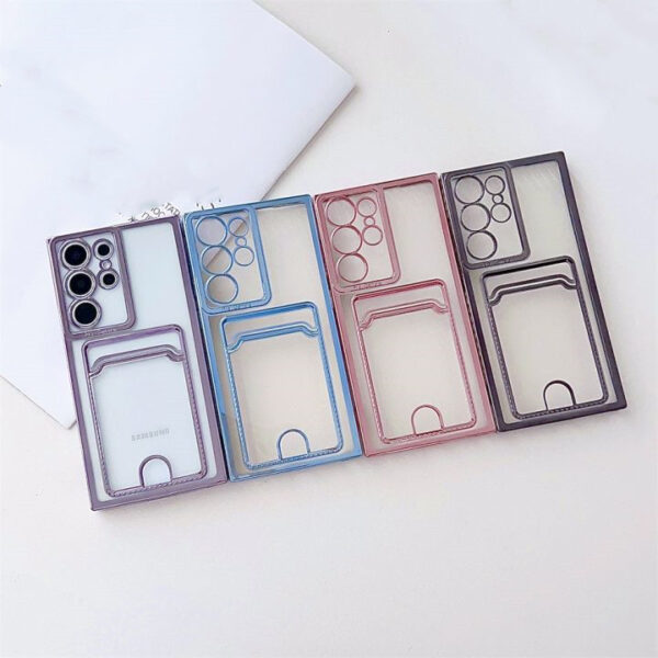 Electroplate Card Slot Transparent Phone Case for Samsung Galaxy S24 ultra S23