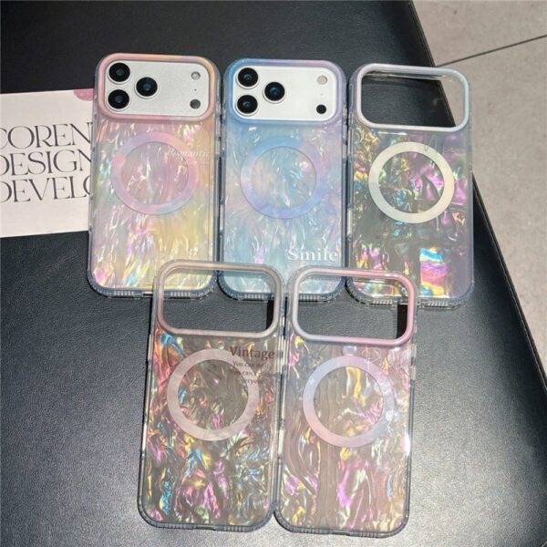 H5468cdca7ea14971a83f1deb3c882462I Luxury Glitter Shell Magnetic Mobile Phone Cases for iPhone 17air 16 15 14 Pro Max Shockproof Cover Sparkle Protective Back