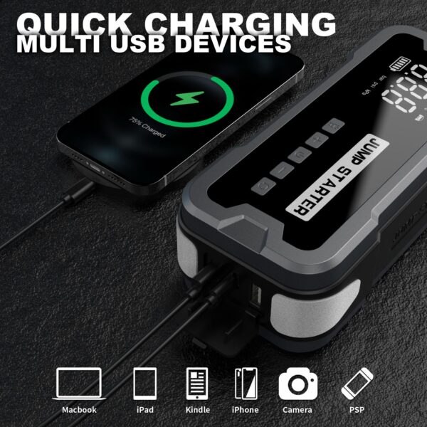 24000mAH 4000A High Power Car Jump Starter Power Bank Battery Booster With Jump Starter with Air Compressor and Power Bank