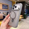 Magnetic Frosted Transparent Mobile Phone Cases for iPhone  With Holder Shockproof Back Cover Lens protection