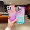 New Gradual Colours 3 in 1 Card Slot Transparent Phone case for iPhone  clear TPU PC Protect Back Cover