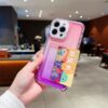 New Gradual Colours 3 in 1 Card Slot Transparent Phone case for iPhone  clear TPU PC Protect Back Cover