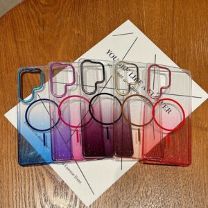Fashion Hard PC Transparent Magnetic Glitter Phone case for Samsung S25 S24 FE S23