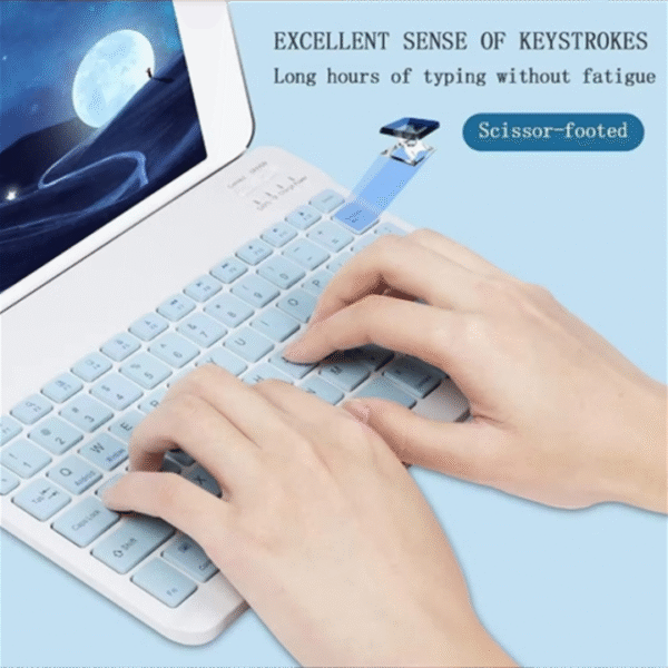 H58adccbc72a44088955cbf7d09e08252I 10 Inch Portable Universal BT Wireless Keyboard and Mouse for ipad , Tablet and Laptop