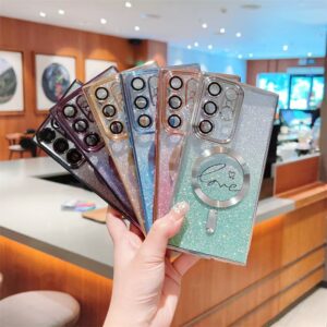 H5bab93fa24e447419019830bcdcd50f55 Luxury Electroplate Glitter Magnetic Mobile Phone case for Samsung S25 ultra S24 Plus S23 S22 Shockproof Soft TPU Back Cover