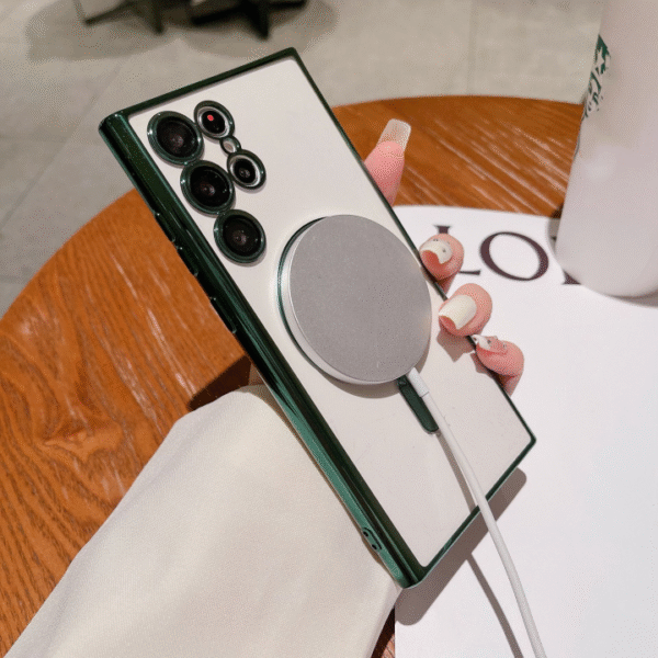 Electroplate CD Magnetic Transparent Phone Case for Samsung S24 ultra S22 Plus S21FE Note20