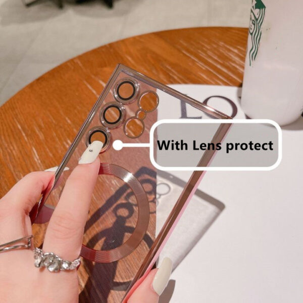 Electroplate CD Magnetic Transparent Phone Case for Samsung S24 ultra S22 Plus S21FE Note20