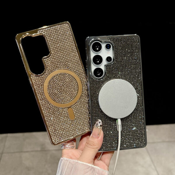 Luxury Electroplate Rhinestone Diamond Magnetic Phone case for Samsung S25 ultra S24 Plus S23 Cover
