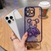 H74f866356b994a46a2256914cc4ba712k Fashion Electroplate Quick Sand Glitter Bear Mobile Phone Case for iPhone 16 15 14 13 12 11 Pro Max XS XR Protect Back Cover