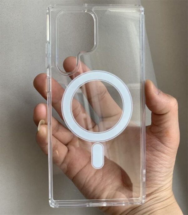 Transparent Magnetic Mobile Phone Case for Samsung S24 S23 S22 Plus Clear Charging Back Cover Protect Shell Bulk