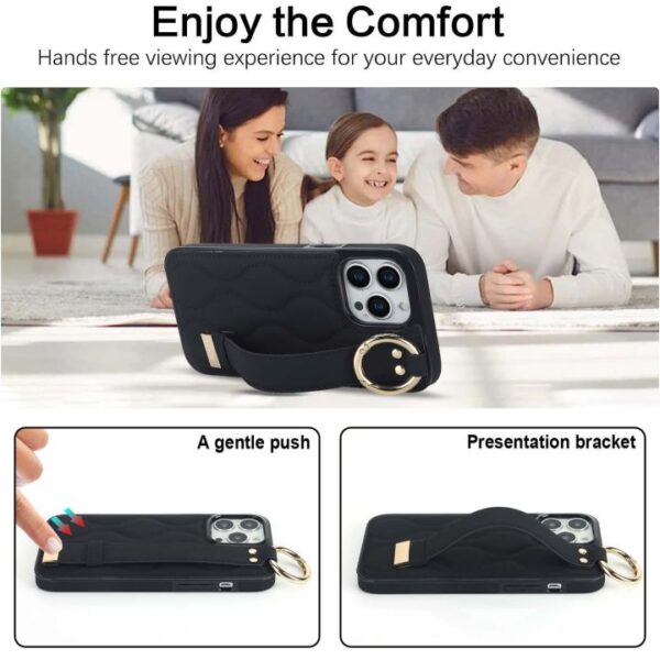 Luxury Wave Puffer Leather Back Cover With Strap Phone Case for iPhone  Cover for Samsung