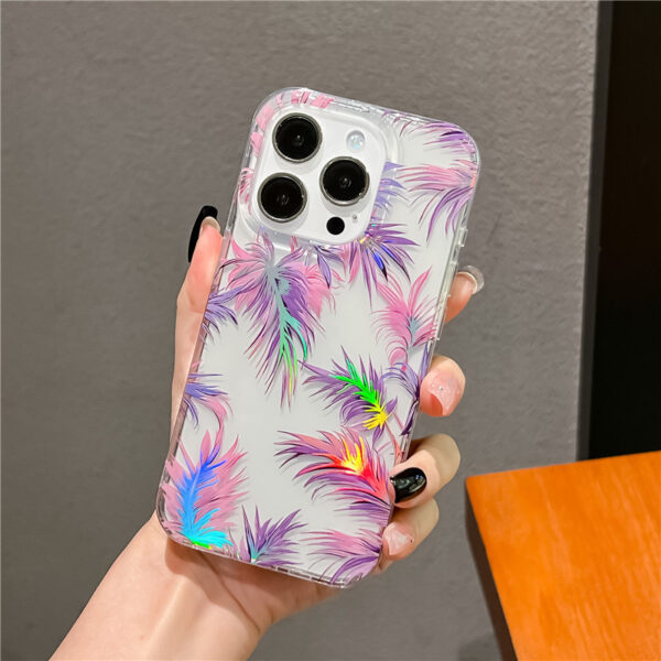 H8a16eb63853e41aeb9426319e05556b7Q Fashion Design IMD Flower Mobile Phone Cases for iPhone Electroplating Shockproof Cover Transparent Shell